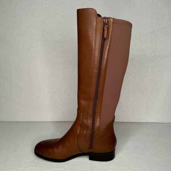 Cole Haan Noelle Riding Boots Brown Leather Side Zip Knee high Size 9 B - Picture 8 of 16